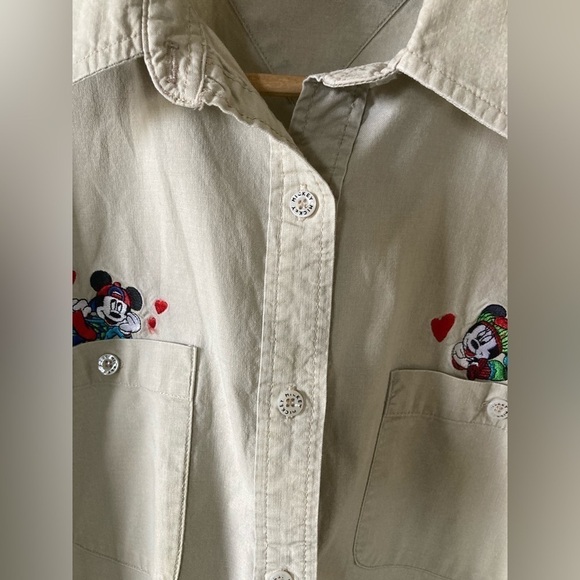 Mickey Unlimited button down Mickey Minnie shirt long sleeve 100% cotton Medium - Picture 5 of 10